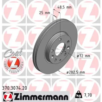 Jeu de 2 disques de frein avant ZIMMERMANN 370.3074.20