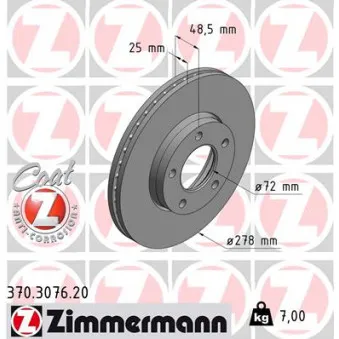 Jeu de 2 disques de frein avant ZIMMERMANN 370.3076.20