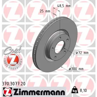 Jeu de 2 disques de frein avant ZIMMERMANN 370.3077.20