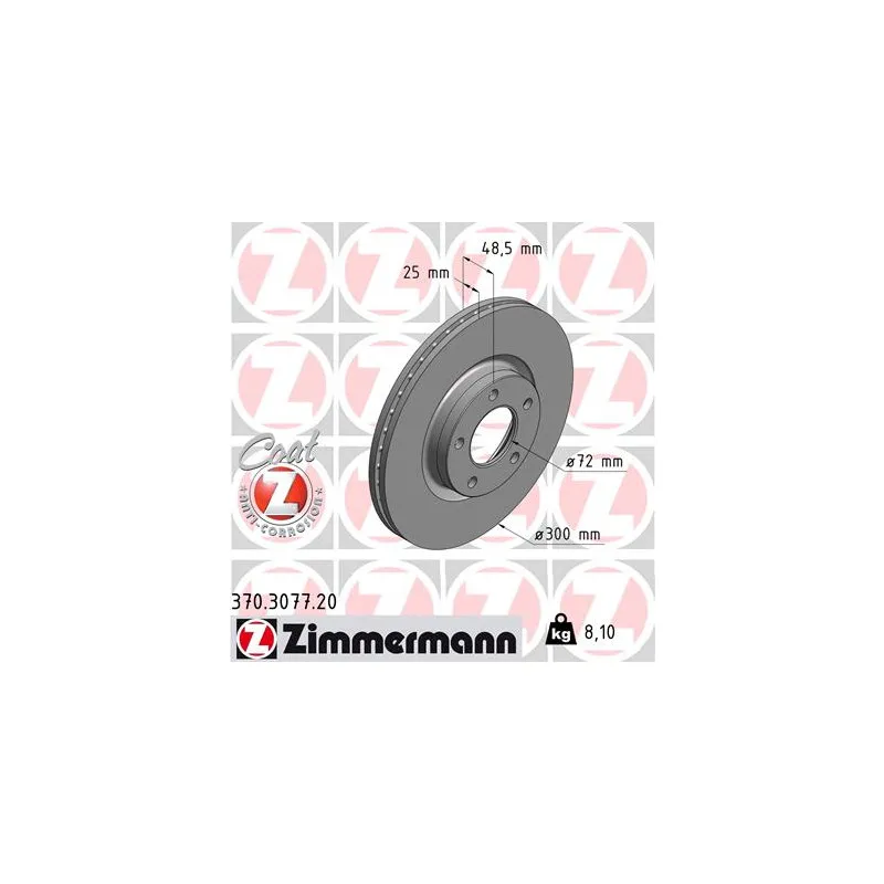 Jeu de 2 disques de frein avant ZIMMERMANN 370.3077.20