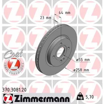 Jeu de 2 disques de frein avant ZIMMERMANN 370.3081.20