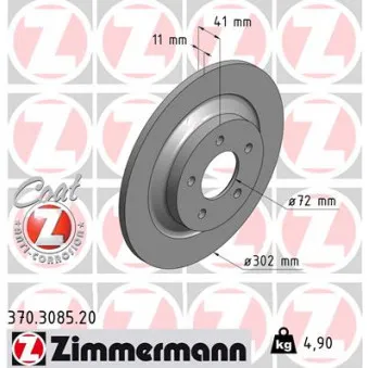 Jeu de 2 disques de frein arrière ZIMMERMANN 370.3085.20