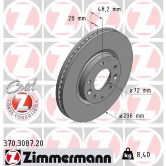 Jeu de 2 disques de frein avant ZIMMERMANN 370.3087.20