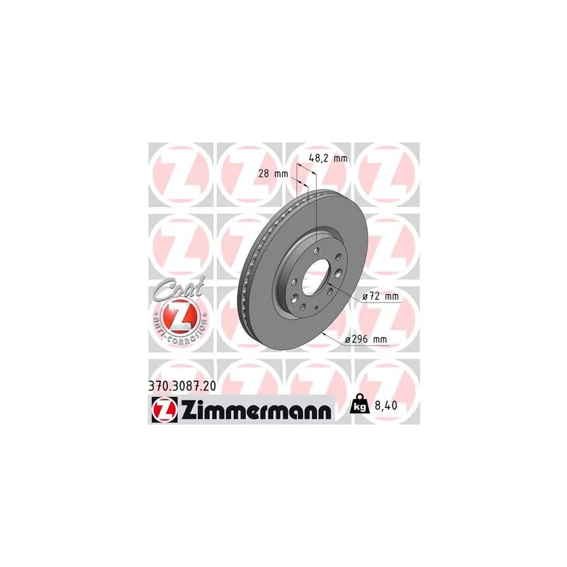 Jeu de 2 disques de frein avant ZIMMERMANN 370.3087.20