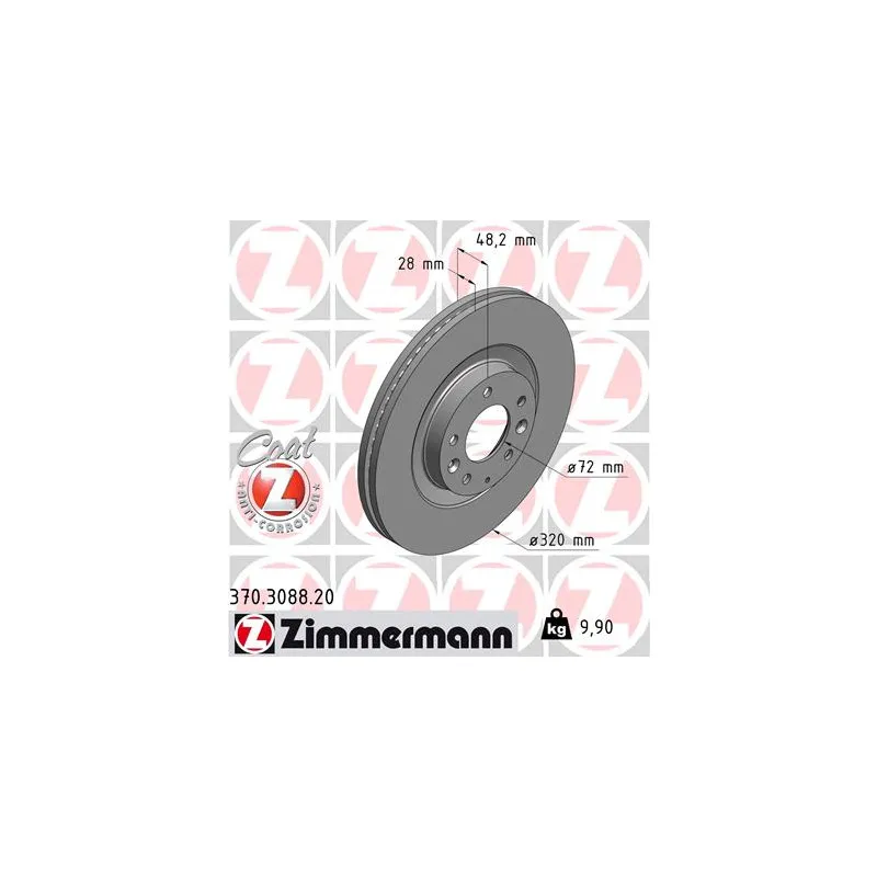 Jeu de 2 disques de frein avant ZIMMERMANN 370.3088.20
