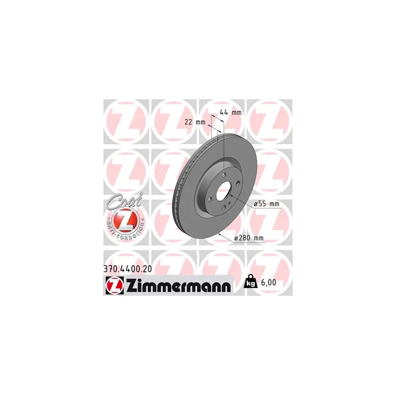 Jeu de 2 disques de frein avant ZIMMERMANN 370.4400.20