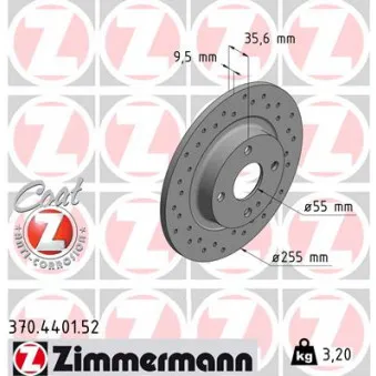 Jeu de 2 disques de frein arrière ZIMMERMANN 370.4401.52