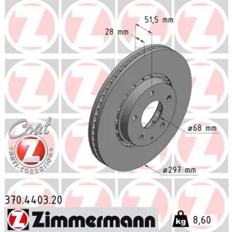 Jeu de 2 disques de frein avant ZIMMERMANN 370.4403.20