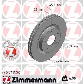 Jeu de 2 disques de frein avant ZIMMERMANN 380.2111.20