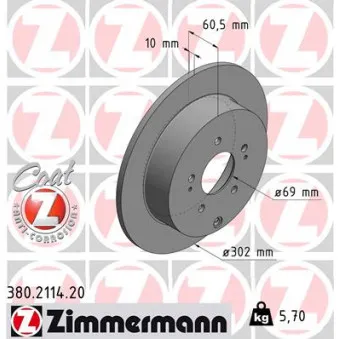 Jeu de 2 disques de frein arrière ZIMMERMANN 380.2114.20