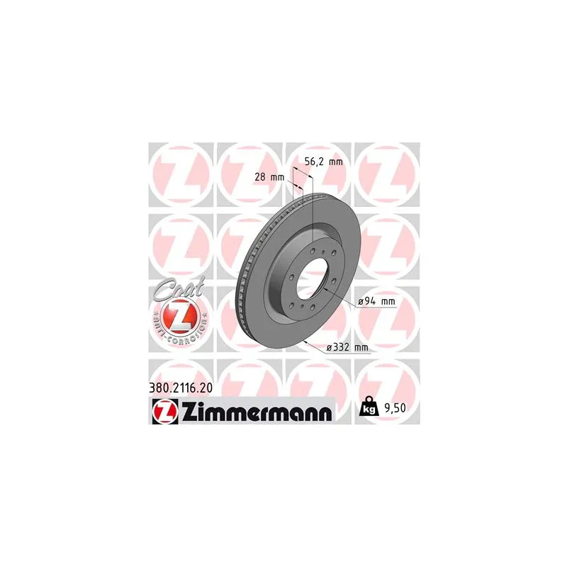 Jeu de 2 disques de frein avant ZIMMERMANN 380.2116.20