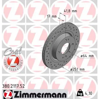 Jeu de 2 disques de frein avant ZIMMERMANN 380.2117.52