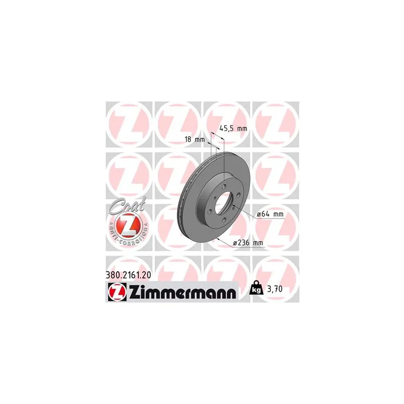 Jeu de 2 disques de frein avant ZIMMERMANN 380.2161.20