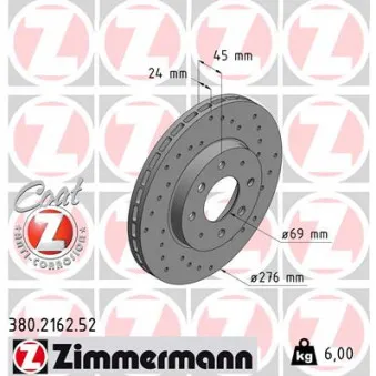Jeu de 2 disques de frein avant ZIMMERMANN 380.2162.52