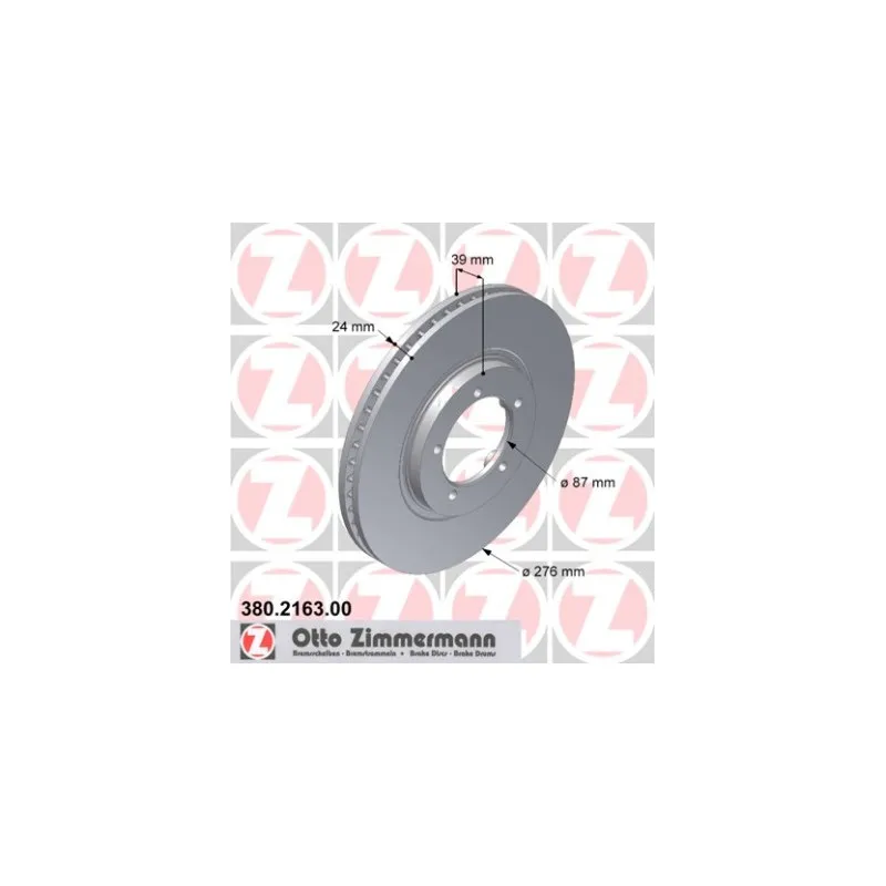 Jeu de 2 disques de frein avant ZIMMERMANN 380.2163.00