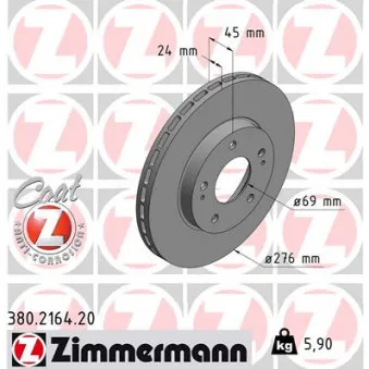 Jeu de 2 disques de frein avant ZIMMERMANN 380.2164.20