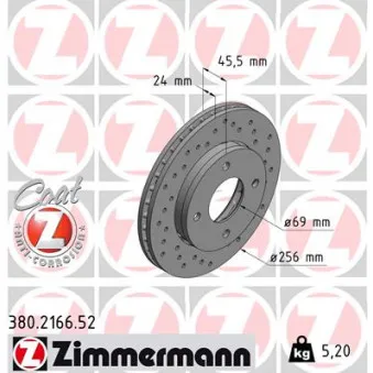 Jeu de 2 disques de frein avant ZIMMERMANN 380.2166.52
