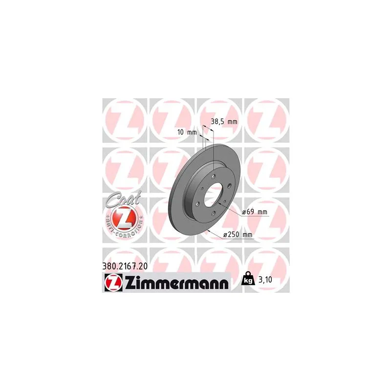 Jeu de 2 disques de frein arrière ZIMMERMANN 380.2167.20