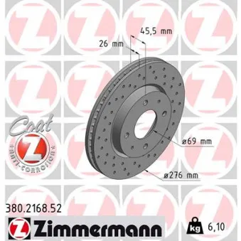 Jeu de 2 disques de frein avant ZIMMERMANN 380.2168.52