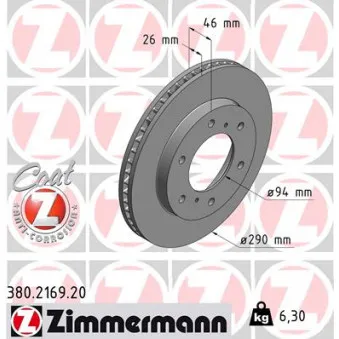 Jeu de 2 disques de frein avant ZIMMERMANN 380.2169.20