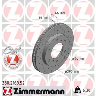 Jeu de 2 disques de frein avant ZIMMERMANN 380.2169.52