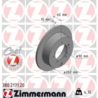 Jeu de 2 disques de frein arrière ZIMMERMANN 380.2171.20