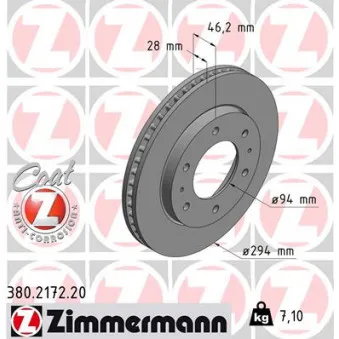 Jeu de 2 disques de frein avant ZIMMERMANN 380.2172.20