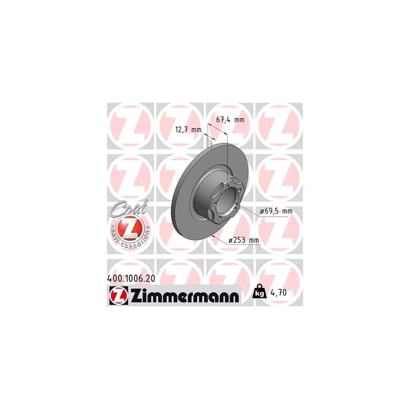 Jeu de 2 disques de frein avant ZIMMERMANN 400.1006.20