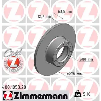 Jeu de 2 disques de frein avant ZIMMERMANN 400.1053.20