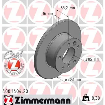 Jeu de 2 disques de frein avant ZIMMERMANN 400.1404.20