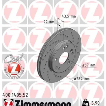 Jeu de 2 disques de frein avant ZIMMERMANN 400.1405.52