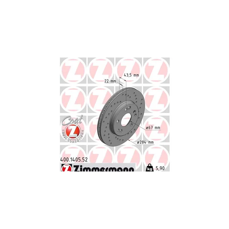 Jeu de 2 disques de frein avant ZIMMERMANN 400.1405.52