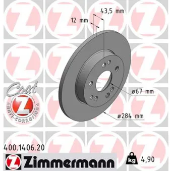 Jeu de 2 disques de frein avant ZIMMERMANN 400.1406.20