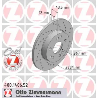 Jeu de 2 disques de frein avant ZIMMERMANN 400.1406.52