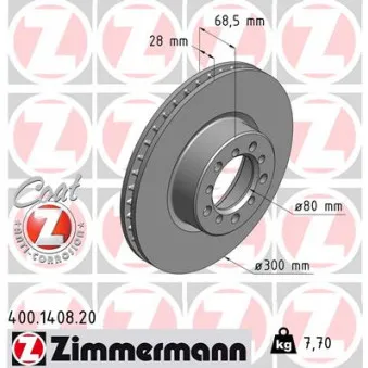 Jeu de 2 disques de frein avant ZIMMERMANN 400.1408.20
