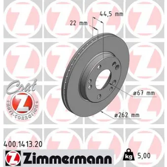 Jeu de 2 disques de frein avant ZIMMERMANN 400.1413.20