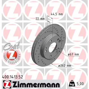 Jeu de 2 disques de frein avant ZIMMERMANN 400.1413.52