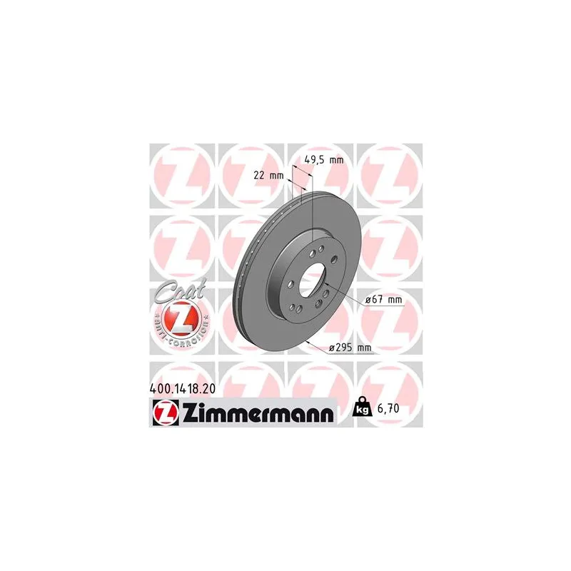 Jeu de 2 disques de frein avant ZIMMERMANN 400.1418.20