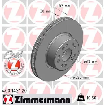 Jeu de 2 disques de frein avant ZIMMERMANN 400.1421.20