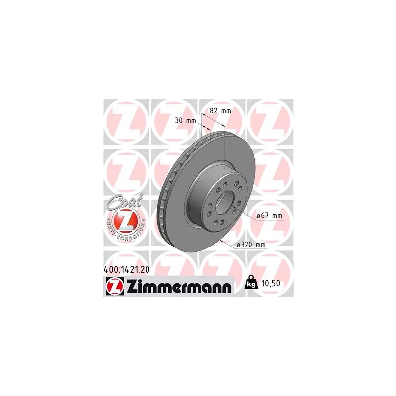 Jeu de 2 disques de frein avant ZIMMERMANN 400.1421.20