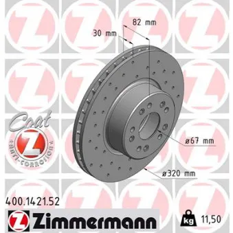 Jeu de 2 disques de frein avant ZIMMERMANN 400.1421.52
