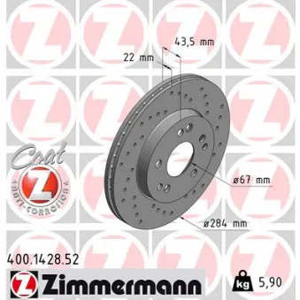 Jeu de 2 disques de frein avant ZIMMERMANN 400.1428.52