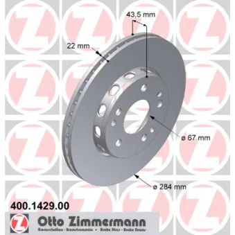 Jeu de 2 disques de frein avant ZIMMERMANN 400.1429.00
