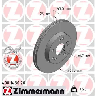 Jeu de 2 disques de frein avant ZIMMERMANN 400.1430.20