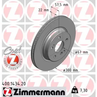 Jeu de 2 disques de frein arrière ZIMMERMANN 400.1434.20