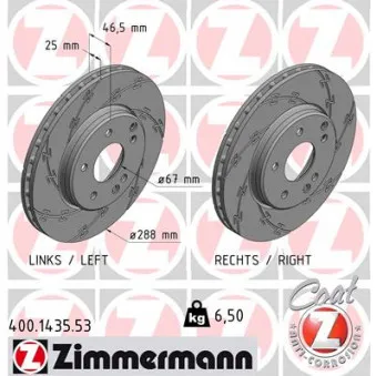 Jeu de 2 disques de frein avant ZIMMERMANN 400.1435.53