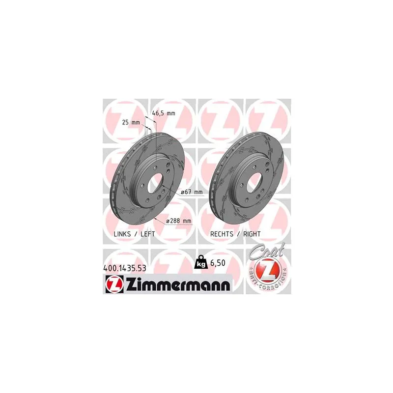 Jeu de 2 disques de frein avant ZIMMERMANN 400.1435.53