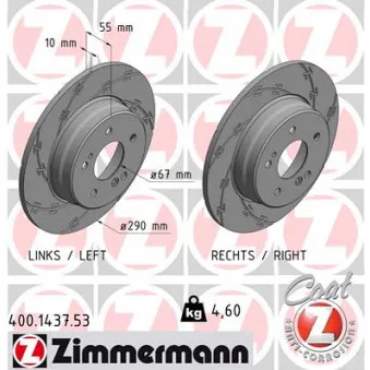 Jeu de 2 disques de frein arrière ZIMMERMANN 400.1437.53