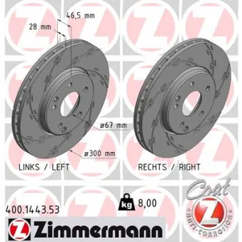Jeu de 2 disques de frein avant ZIMMERMANN 400.1443.53