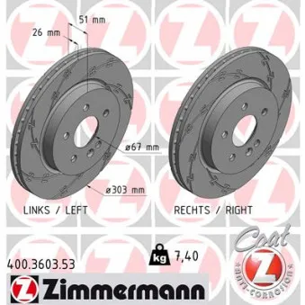 Jeu de 2 disques de frein avant ZIMMERMANN 400.3603.53